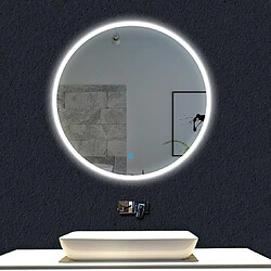 Mirroir de salle de bainF60cm Miroir Rond AICA Miroir salle bain F60 cm - Commutateur effleurement, Antibuée, Lumière Blanc du jour 6000K