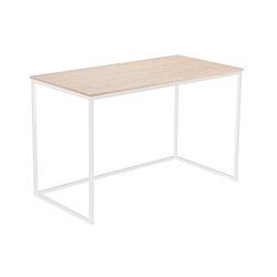 Pegane Table de bureau coloris chêne nordique / pieds blanc - Longueur 120 x largeur 60 x Hauteur 75 cm