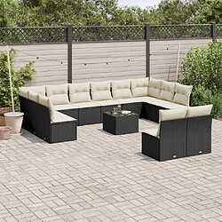 Maison Chic Salon de jardin avec coussins 13 pcs | Ensemble de Table et chaises | Mobilier d'Extérieur noir résine tressée -GKD10856