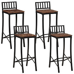 vidaXL Chaises de bar lot de 4 bois de récupération massif 