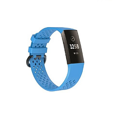 Shot Bracelet Sport pour FITBIT Charge 3 Taille L 105-133mm Grand Poignet Silicone (BLEU) 