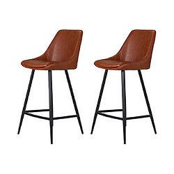 Mes Lot de 2 chaises de bar H67 cm en PU marron - ORMOY