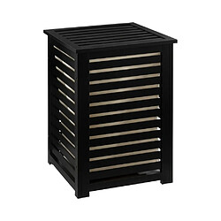 Pegane Panier à linge avec couvercle en bois coloris noir - Longueur 40 x Profondeur 38 x Hauteur 58 cm 