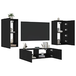 Maison Chic Lot de 3 Meuble TV muraux, Banc TV avec lumières LED pour salon, Meuble de rangement noir -GKD72839