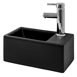 ML-Design Lavabo céramique noir avec garniture de vidage lave-mains moderne 355x205x125 mm