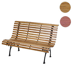 Mendler Banc de jardin HWC-F97, banc du parc, banquette en bois, fonte, 3 places, 160cm, 26kg ~ marron clair 