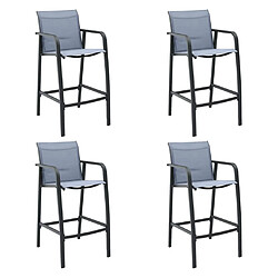 vidaXL Chaises de bar de jardin lot de 4 Gris Txtilène 