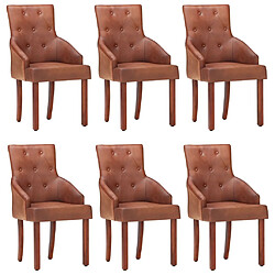 vidaXL Chaises à manger lot de 6 marron cuir de chèvre véritable 