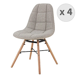 Moloo UMA - Chaise scandinave tissu lin pieds hêtre (x4) 