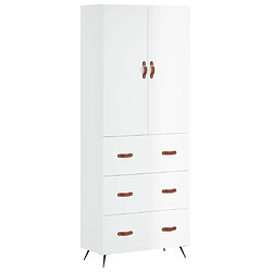 vidaXL Buffet haut Blanc brillant 69,5x34x180 cm Bois d'ingénierie