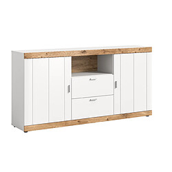 Bestmobilier Coventry - buffet bas - blanc et bois - 180 cm Coventry - buffet bas - blanc et bois - 180 cm - Bois / Blanc