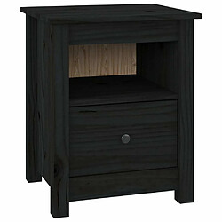 Maison Chic Table de chevet,Table de nuit,Table d'appoint pour salon Noir 40x35x49 cm Bois de pin massif -MN30175