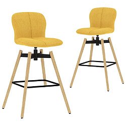 vidaXL Chaises pivotantes de bar lot de 2 jaune tissu