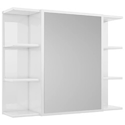 Helloshop26 Armoire à miroir de bain 80 x 20,5 x 64 cm aggloméré blanc brillant 02_0006683