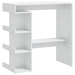 vidaXL Table de bar étagère de rangement Blanc brillant 100x50x101,5cm