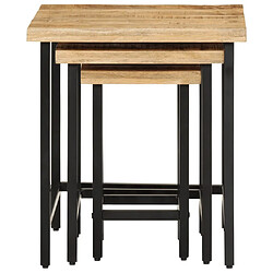 Maison Chic Lot de 3 Tables basses gigognes pour salon | Table à café bois de manguier massif brut et fer -GKD27105 pas cher