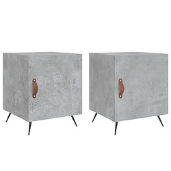 vidaXL Tables de chevet 2 pcs gris béton 40x40x50 cm bois d’ingénierie