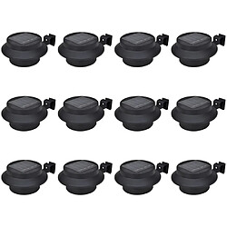 vidaXL Lampes solaires à LED d'extérieur pour clôture 12 pcs Noir