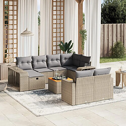 Maison Chic Salon de jardin 11 pcs avec coussins, Ensemble Tables et chaises d'extérieur beige résine tressée -GKD298471