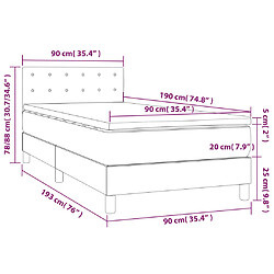 vidaXL Sommier à lattes de lit et matelas Gris clair 90x190 cm Velours pas cher