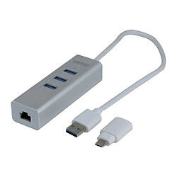 Abi Diffusion Adapt. USB 3.0 metal Gigabit + HUB + Convert. USB Type C
