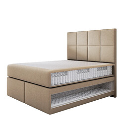 Acheter TRADA Lit adulte 160x200 cm Mallorca – lit suspendu avec matelas ressorts ensachés et matelas bonnell – tissu velours - beige