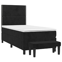 Avis Vidaxl Sommier à lattes de lit avec matelas Noir 100x200 cm Velours