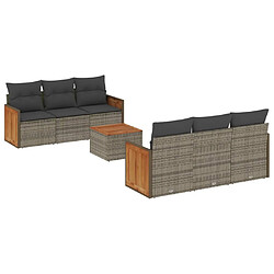 vidaXL Salon de jardin avec coussins 7 pcs gris résine tressée