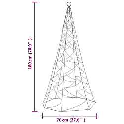 vidaXL Sapin de Noël sur mât de drapeau 200 LED Blanc chaud 180 cm pas cher