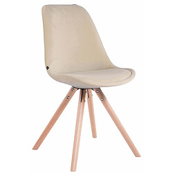 Decoshop26 4 chaises de salle à manger style scandinave en velours crème pieds rond en bois clair CDS10305