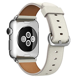 Avis Wewoo Bracelet en cuir avec bouton de montre classique pour Apple Watch séries 3 et 2 & 1 38 mm blanc