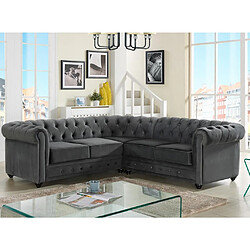 Vente-Unique Canapé d'angle en velours CHESTERFIELD - Anthracite 