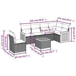 Acheter vidaXL Salon de jardin avec coussins 7 pcs beige résine tressée