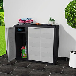 vidaXL Armoire de rangement de jardin avec 2 étagères Noir et gris