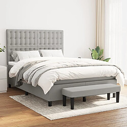 vidaXL Sommier à lattes de lit avec matelas Gris clair 140x200cm Tissu