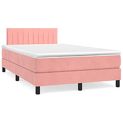 Avis Maison Chic Lit adulte - Lit + matelas + LED,Sommier à lattes de lit et matelas LED rose 120x190 cm velours -GKD32180