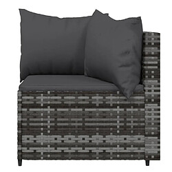 Acheter vidaXL Salon de jardin 3 pcs avec coussins Gris Résine tressée