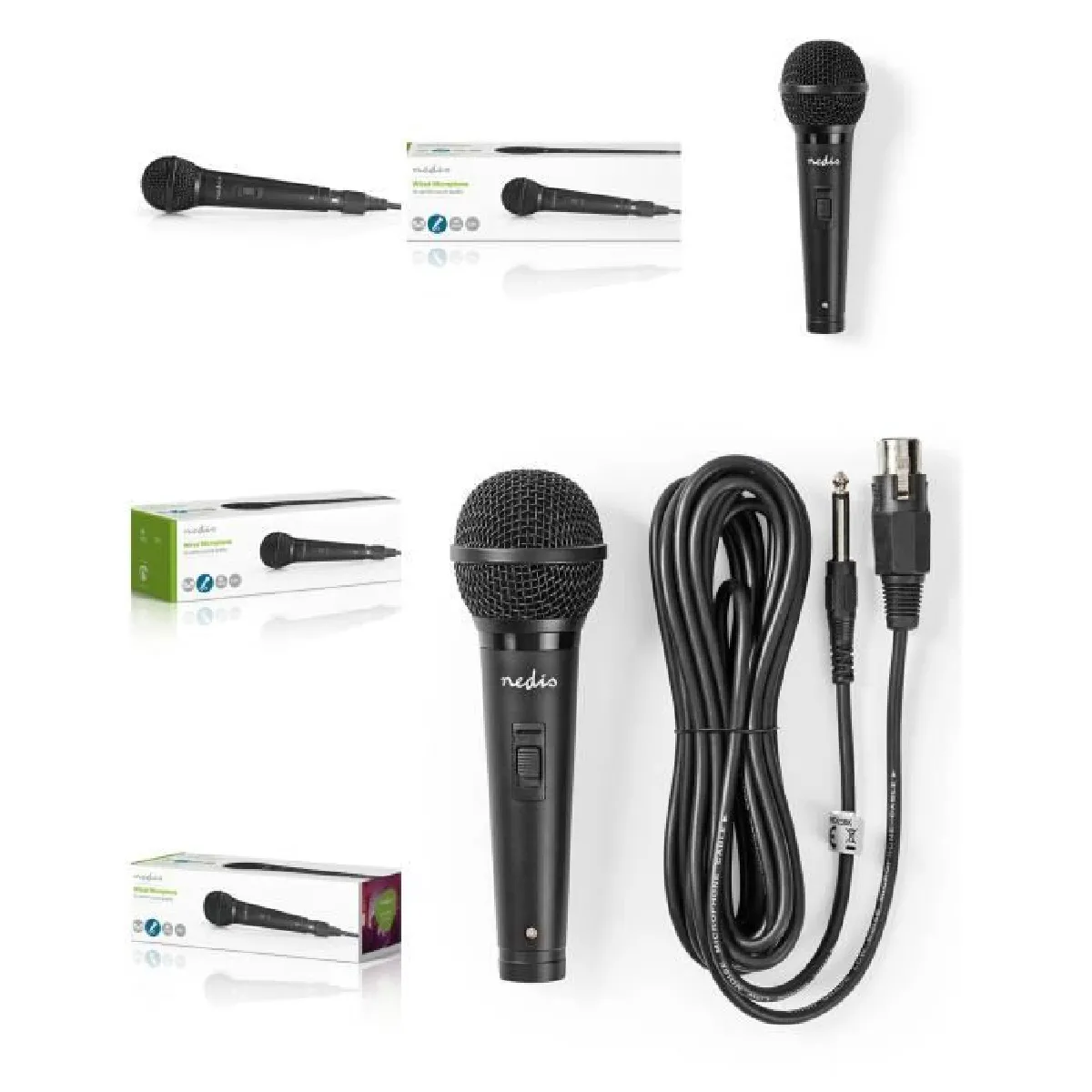 NC Microphone SONO DJ Dynamique Câble 5.00 m 50 Hz - 15 kHz 600 Ohm Bouton marche/arrêt intégré Métal Noir