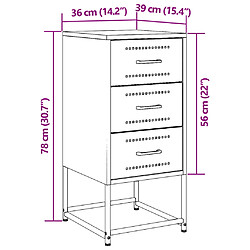 vidaXL Table de chevet blanc 36x39x78 cm acier pas cher