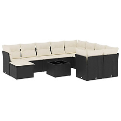 vidaXL Salon de jardin 11 pcs avec coussins noir résine tressée