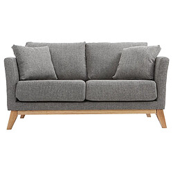 Miliboo Canapé scandinave 2 places déhoussable gris clair et bois OSLO