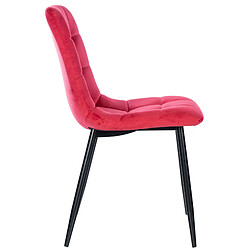 Decoshop26 Chaise de salle à manger x1 coutures forme carrées en velours rouge pieds en métal noir 10_0001960