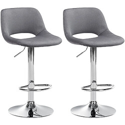 Decoshop26 Tabourets de bar chaises haute x2 avec repose-pieds en velours gris foncé piètement métallique chromé 10_0004077 