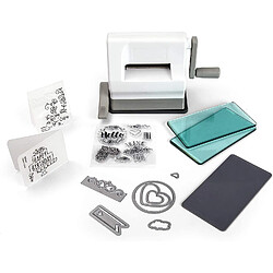 sizzix Sidekick Starter Kit, machine de découpe et de gaufrage manuelle équipée d'un socle ventouse avec matrices Framelits et Thinlits, classeur de gaufrage Textured Impressions et plus encore 