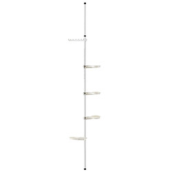 Helloshop26 Support de fleurs télescopique porte-pot stand de plante métal et plastique réglable en hauteur entre 110 - 305 cm blanc 03_0003911 