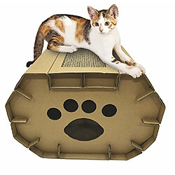 Croci Grattoir pour chat en carton, boite fermee avec griffoir reversible a 2 couches, griffoir pour chats adultes, a deux niveaux, 50x38x35 cm