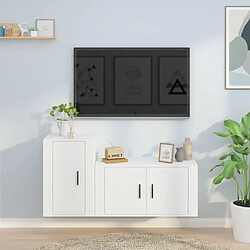 Maison Chic Ensemble de meubles TV 2 pcs pour salon - Blanc Bois d'ingénierie -MN40967