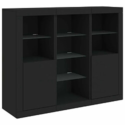 Maison Chic Lot de 3 Commode Buffet - Meuble de rangements avec lumières LED noir bois d'ingénierie -GKD46314 pas cher