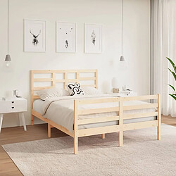 Maison Chic Lit Moderne Chambre - Cadre/structure de lit pour adulte Bois massif 140x190 cm -MN78232