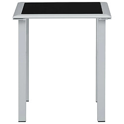 vidaXL Table de jardin Noir et argenté 41x41x45 cm Acier et verre